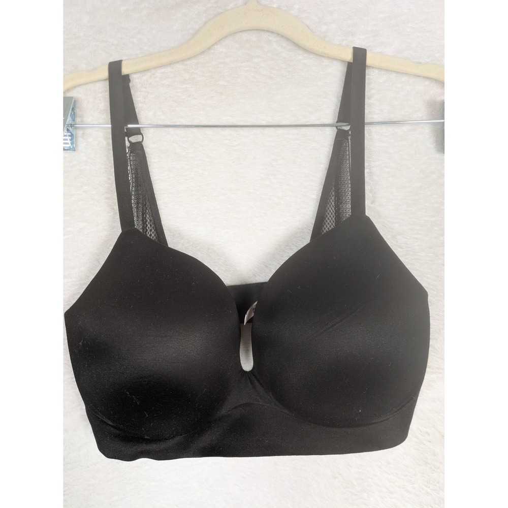 Victoria's Secret Incredible Wireless Bra Women's 34DD Black Mesh Padded